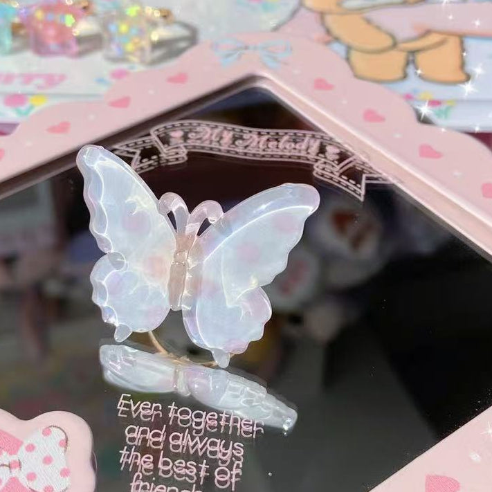 Pink/Yellow/Blue/Purple Decorated Polka-dot Pattern Butterfly Ring