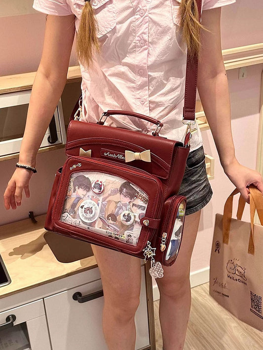 Ita And Window With Decoration Bow Red Bag Transparent 2-Way Wine