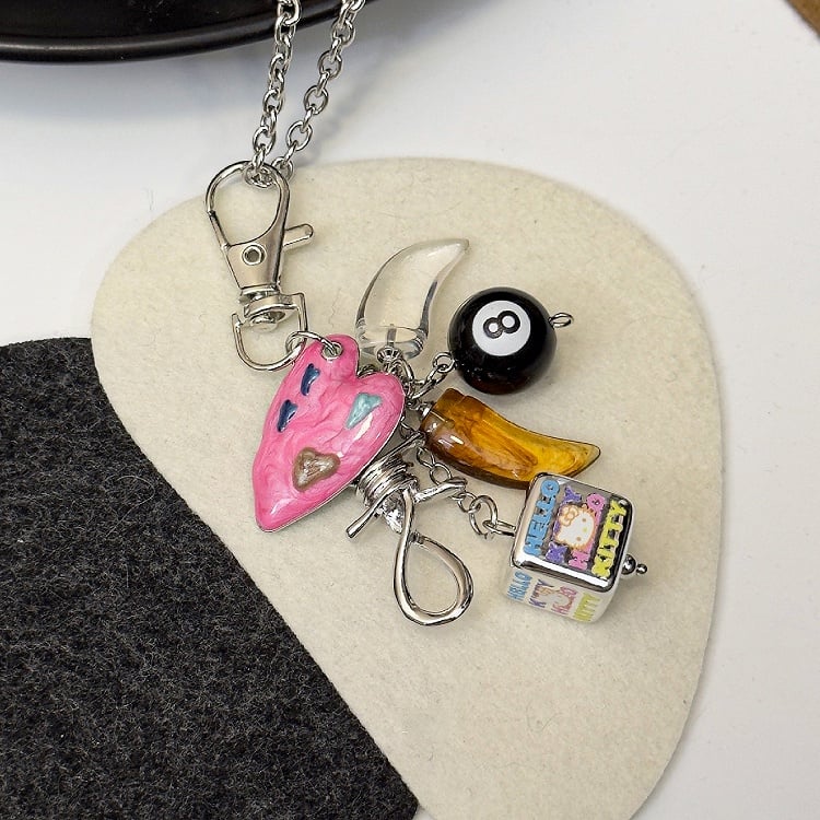 Porte-clés coquillage de tennis multi-éléments Y2K