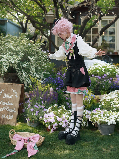+ Zirkusweste und schwarz-rosa Lolita-Blazer mit Kragen-Vibes Ouji