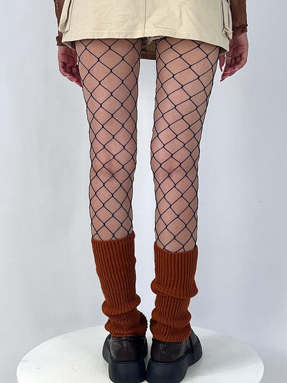 Schwarz/Weiße Y2K-Netzstrumpfhose in großer Version