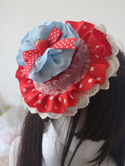 Polka-dot Red Hat Mini Decorated Pattern Strawberry