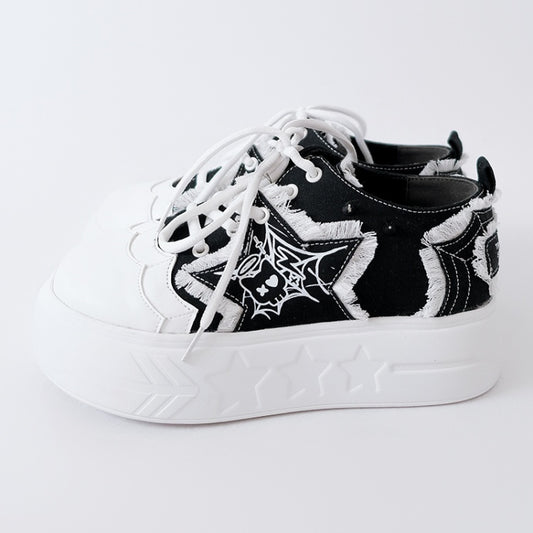 Black Star Applique Platform Sneakers