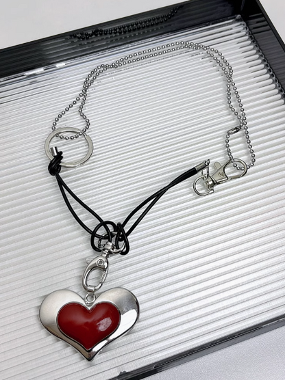 Cyberpunk Metal Heart Y2K Necklace