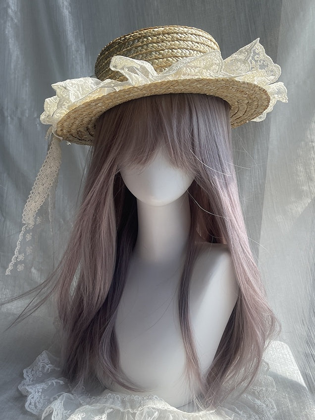 Dusty Purple Under Bust Length Straight Synthetic Wig With Bangs