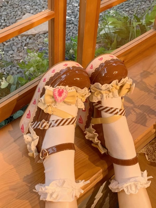 Shoes Sweet Brown Mary Cake Strawberry Lolita Chocolate Platform Jane