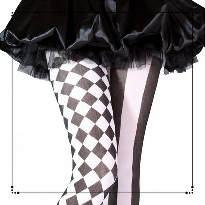 Black / Asymmetrical Print Vibes Circus Tights Clown Red