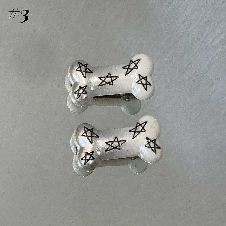Barrettes à cheveux en forme d'os/de poisson Y2K