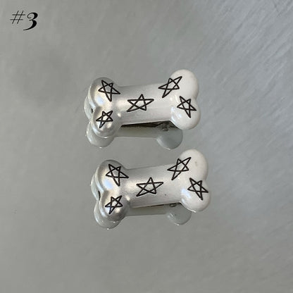 Barrettes à cheveux en forme d'os/de poisson Y2K