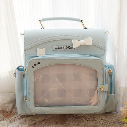 Transparent And Blue Bow Decoration 2-Way With Bag Ita Window