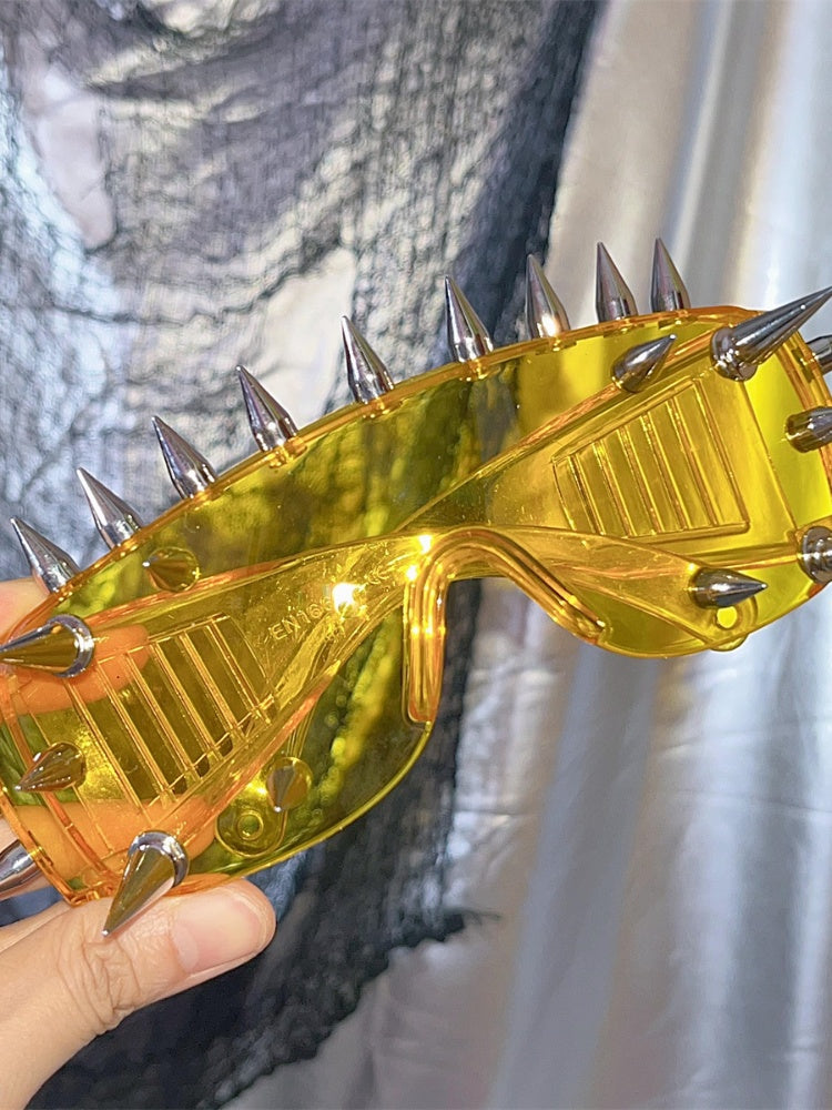 Lunettes de soleil Cyberpunk à clous foncés/blancs/verts/jaunes