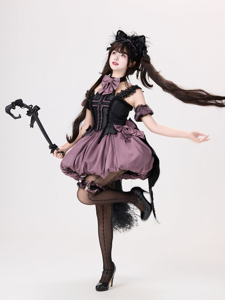 Black Ears Kitty and Hairband Purple