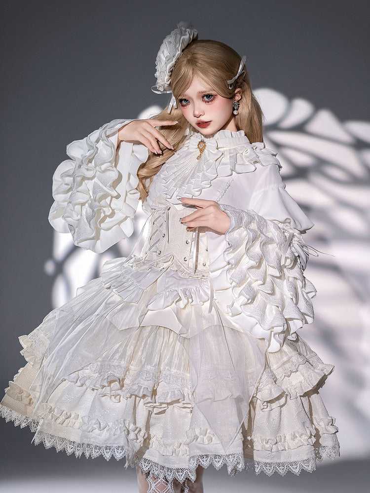 Overlay Handkerchief Shiro Jacquard White Gothic Skirt Lolita