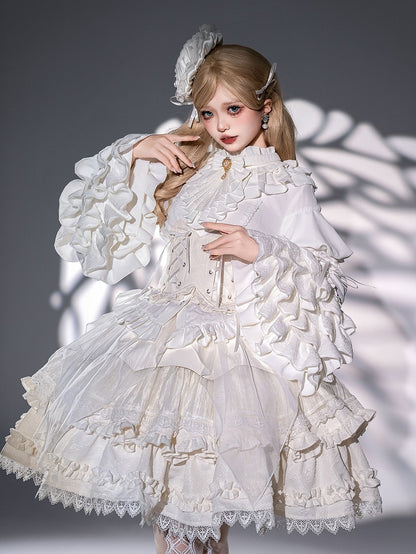 Overlay Handkerchief Shiro Jacquard White Gothic Skirt Lolita