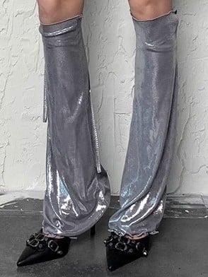 Silver Sleeves Y2K Ruffled Cuff Leg