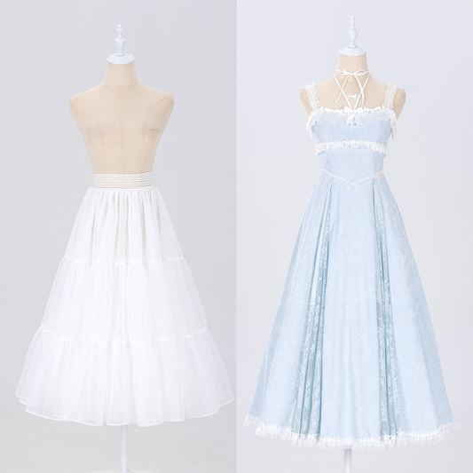 Long Daily Petticoat Layered 85cm White A-line