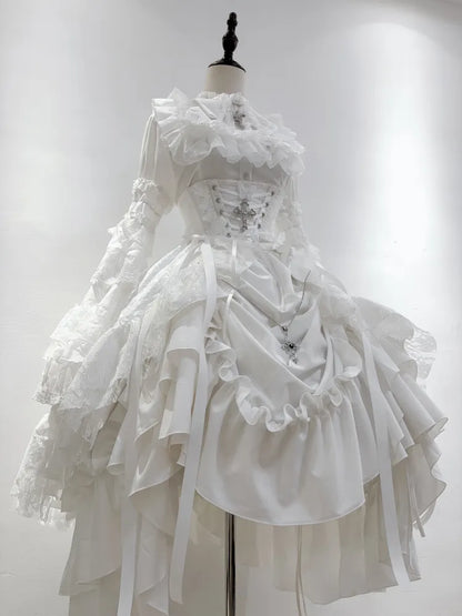 Unterstäbchen Korsett Gothic Lolita Weißer Rock Kordelzug / Taille