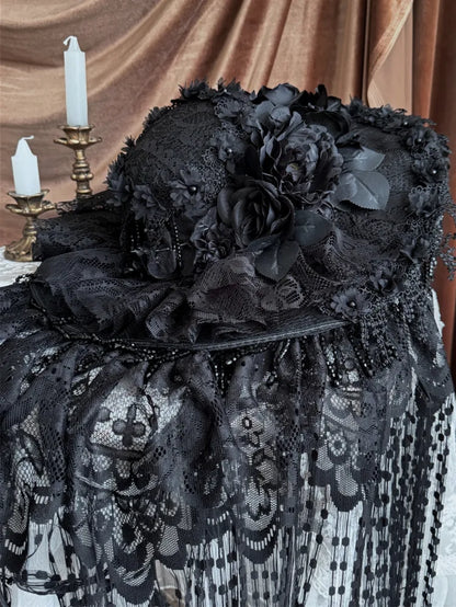 Magnifique chapeau gothique lolita noir foncé