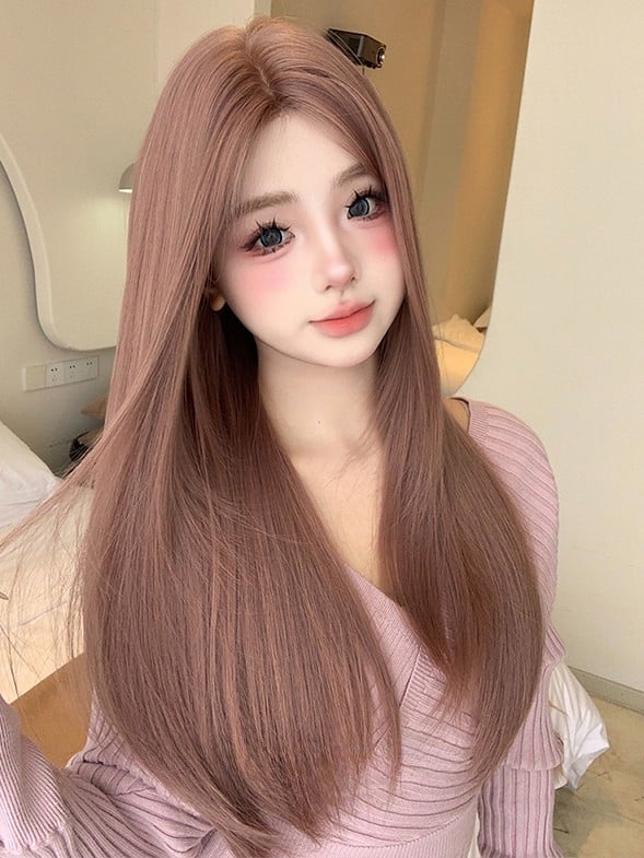 Length 63CM Pink Straight Wig