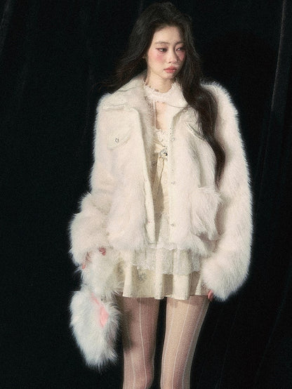 Beige Faux Fur Jacket