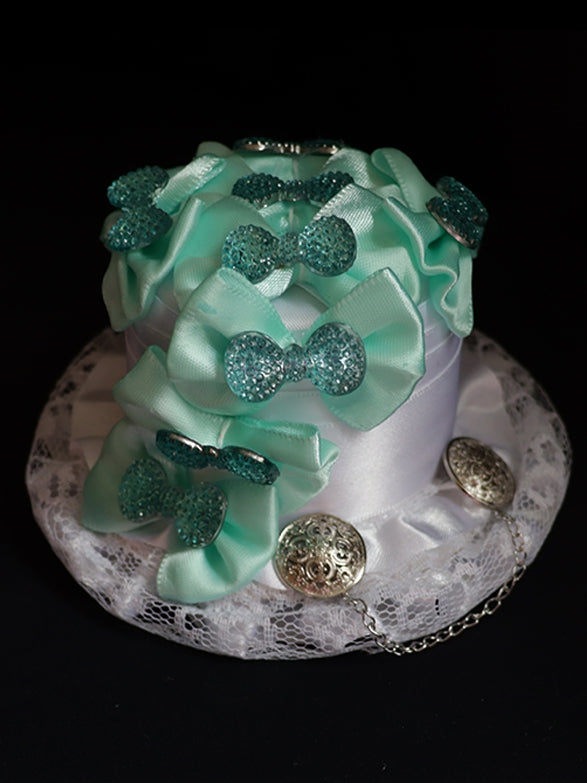 Decorated with Hat Bowknots Mini White Green