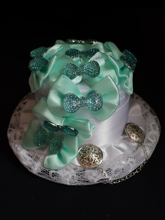 Decorated with Hat Bowknots Mini White Green