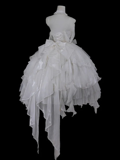 JSK Cascading Corset Layered Princess White Shiro Ruffle Lolita Skirt Trim Dress