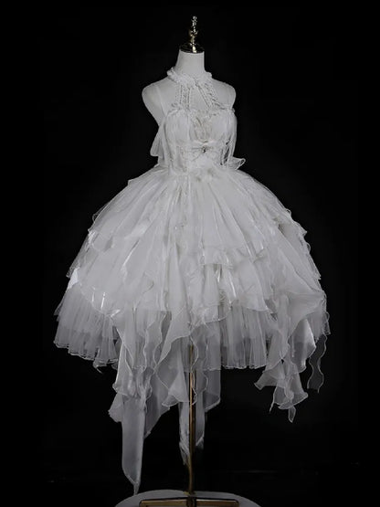 JSK Cascading Corset Layered Princess White Shiro Ruffle Lolita Skirt Trim Dress