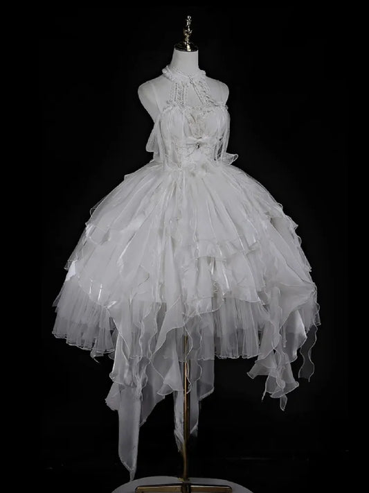 JSK Cascading Corset Layered Princess White Shiro Ruffle Lolita Skirt Trim Dress