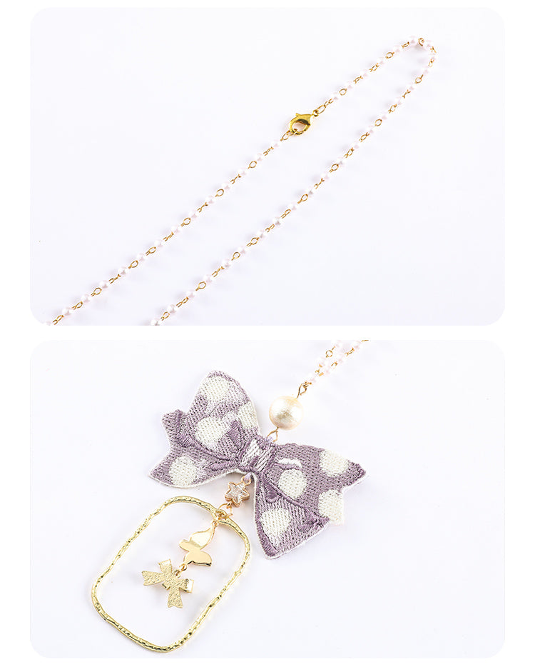 Pink / Blue / Purple Bowknot Pendant Necklace