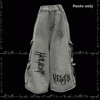 mit Jeans Free Hellblauer Punk Rock Weitbein Cargo Charm