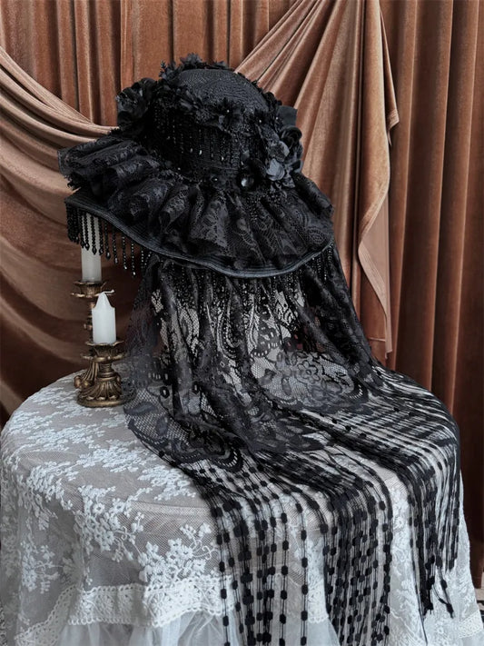 Magnifique chapeau gothique lolita noir foncé