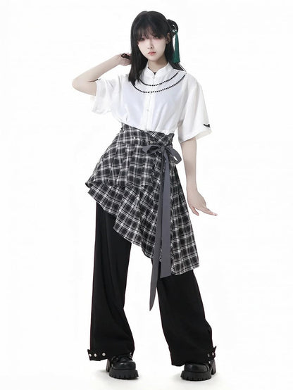 Black Straight-Leg Casual Pants