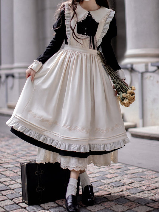 Floral Apron Version Short/Long Embroidery White