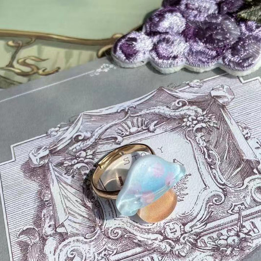 Ring Blue/Pink Mushroom Decorated