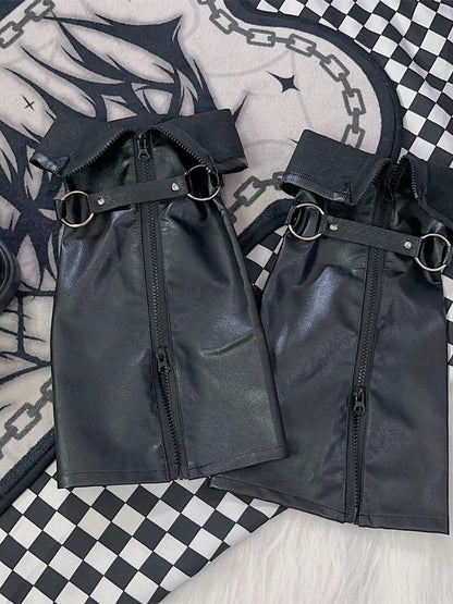 Black Punk Zip Closure Leg Warmers