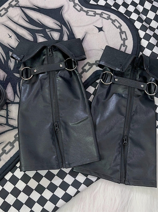 Black Punk Zip Closure Leg Warmers