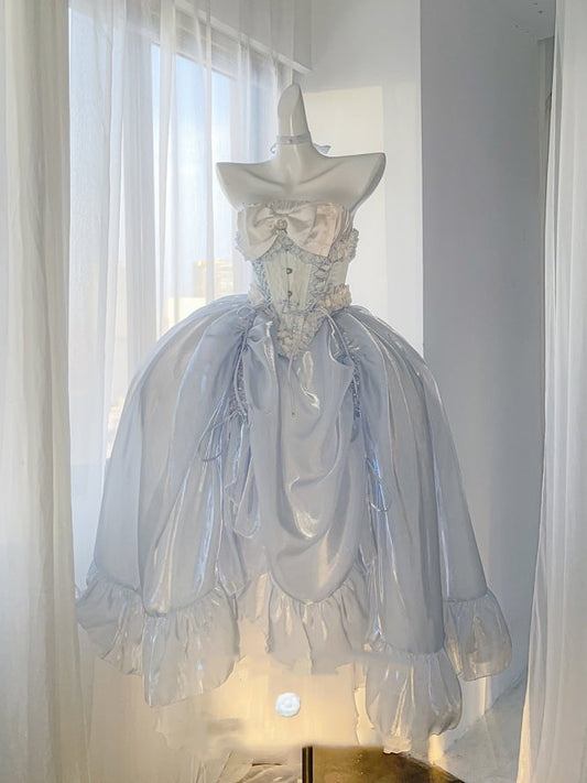 Blue Long Drawstring Under Skirt