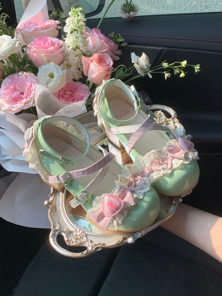 Green Strawberry Mary Sweet Jane Matcha Lolita Shoes Cake