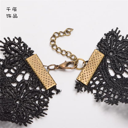 Steampunk Lolita Tassel Gear Black Lace Choker