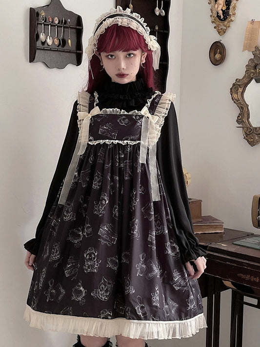 Eleganter Rock mit Bären-Quadrat-Ausschnitt und Wendy-Pullover-Print