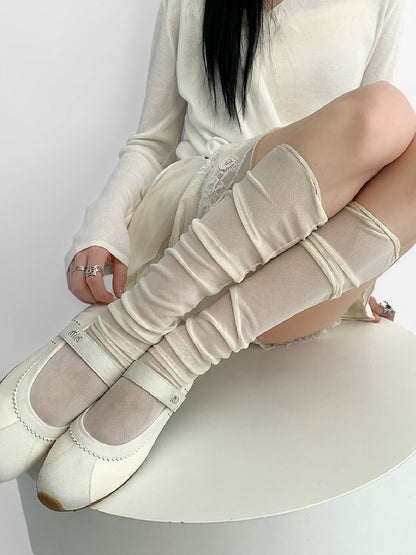 Under-Knee Beige/Pink/White/Nude Loose Stockings
