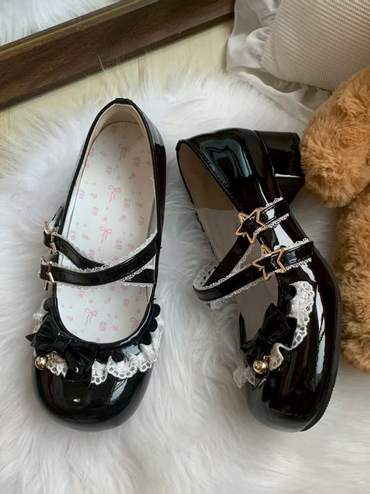 PU in Mary Clasp Star with Janes Low-heel Black