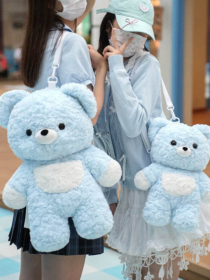 Blue Bear-shaped Plush Backpack Middle/Large Size