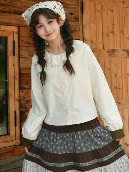 Apricot Round Neck Blouse