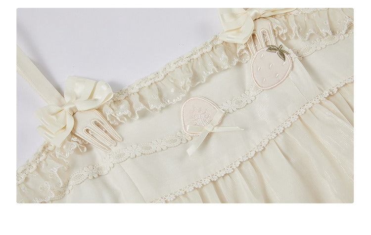 Robe Lolita en deux pièces avec nœud beige et volants