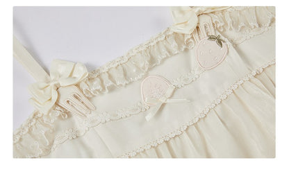 Robe Lolita en deux pièces avec nœud beige et volants