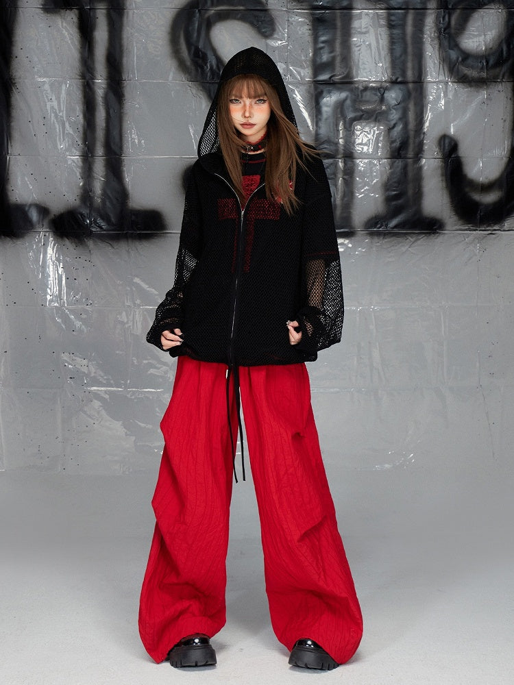 Red Wide-leg Cut Pants