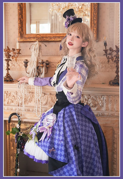 Bavaria / Set Blazer Cropped Top Full Skirt Corset Lolita Outfit - Style Waistcoat Purple Octoberfest