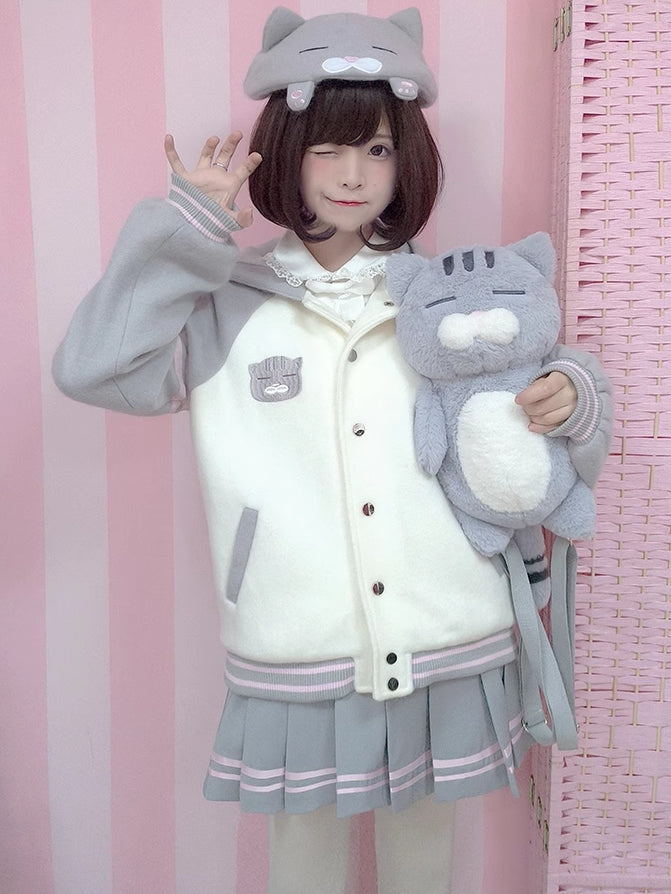 Beret Cat Ears Grey Cute Detail Wool and Paws